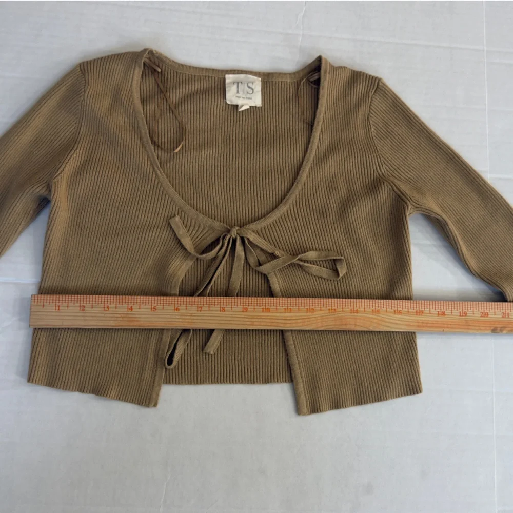 Twine And String Front Tie Nude Crop Blouse - Picture 3 of 5